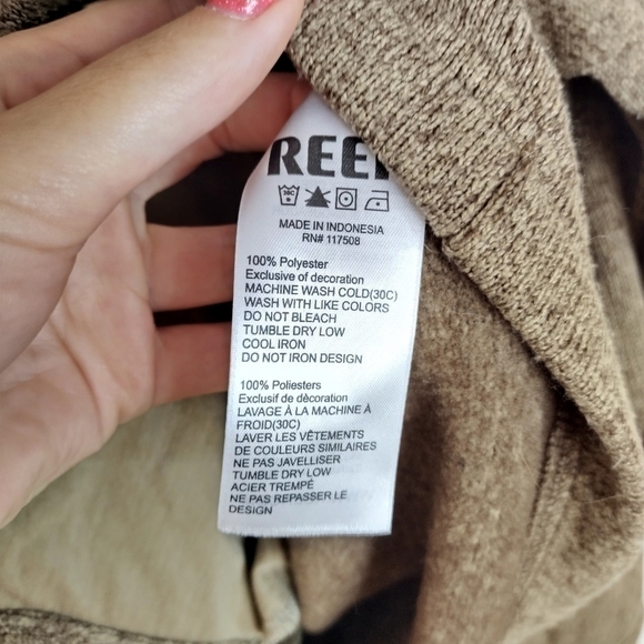 Reef knit sweater fleece top jacket coriander Sherpa collar sz L - Picture 7 of 10